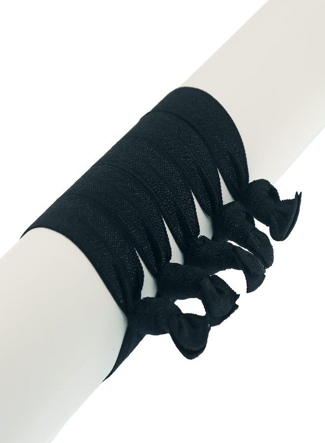 manipepe 50 Pack Solid Color Knotted Hair Ties - No Crease Hair Ponytail Elastics for Women and Girls (black) - Image 2